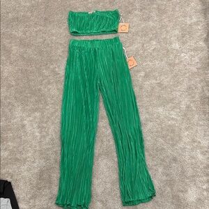 Emerald Green Pleated Women's Jumpsuit